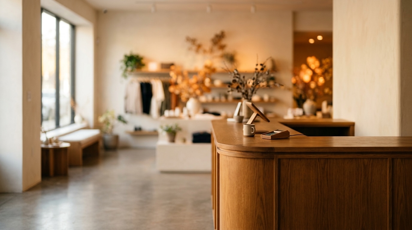 Warm modern store interior